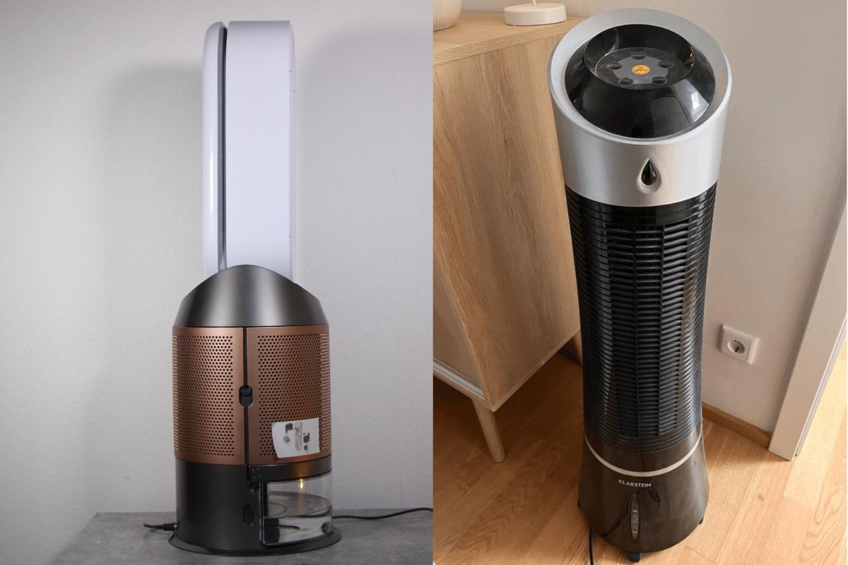 Der Turmventilator mit Wasserkühlung ist im Test zu sehen.